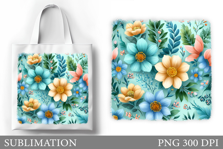Flowers Tote Bag Design. Floral Tote Bag Sublimation