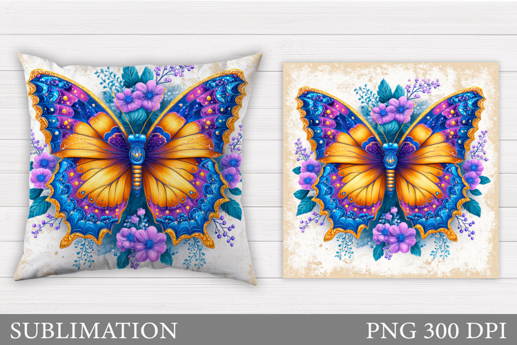 Butterfly Flowers Sublimation. Butterfly Pillow Sublimation