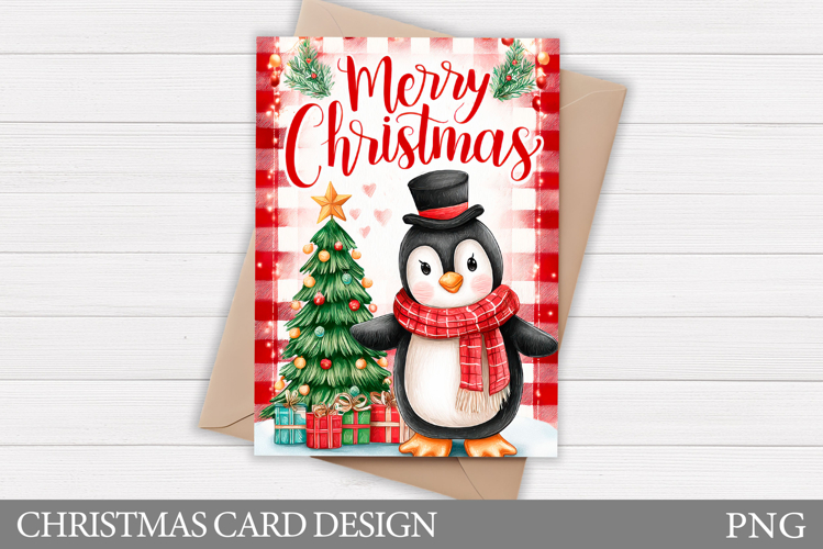 Christmas Penguin Card. Christmas Card Printable