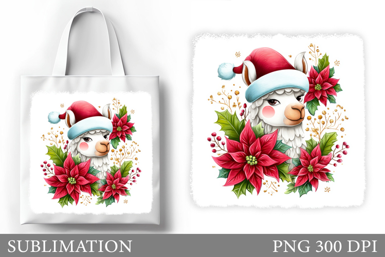 Christmas Lama Tote Bag. Christmas Tote Bag Sublimation