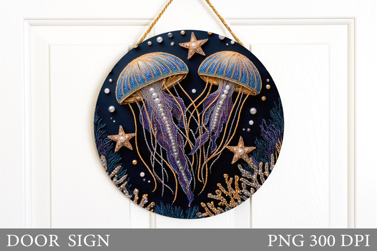 Jellyfish Door Sign Sublimation. Sea Door Sign Design