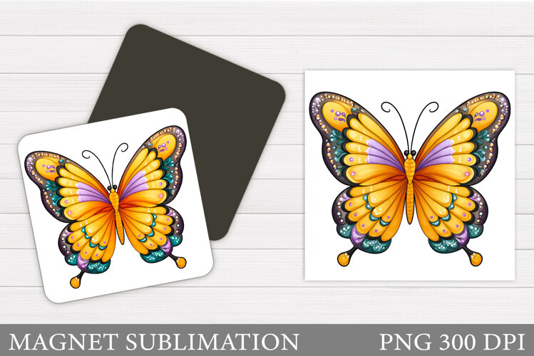 Butterfly Flowers Sublimation. Butterfly Magnet Sublimation example image 1