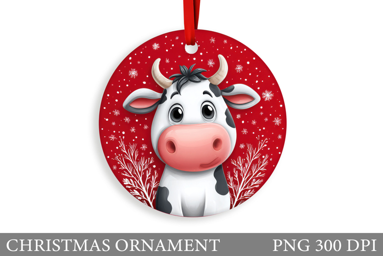 Cute Cow Christmas Ornament. Christmas Ornament Sublimation