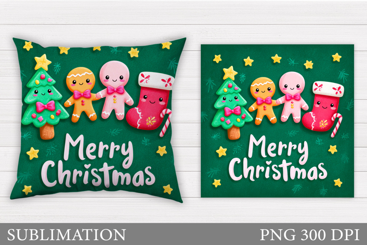 Merry Christmas Pillow Design. Christmas Pillow Sublimation