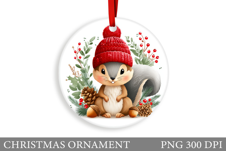 Cute Squirrel Christmas Ornament. Christmas Ornament Design