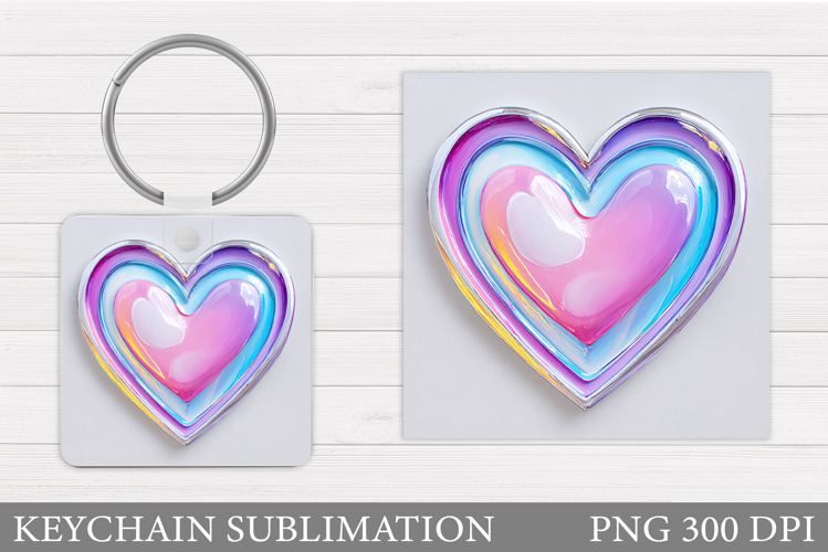 Heart Keychain Design. Valentine Keychain Sublimation