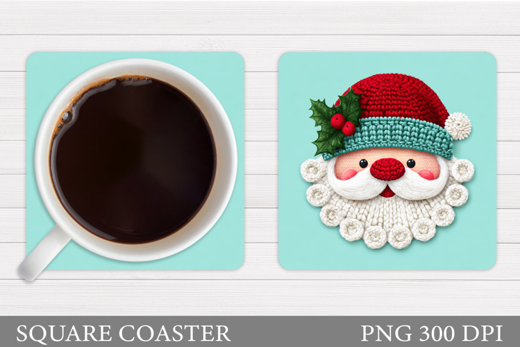 Cute Santa Coaster Sublimation. Santa Claus Coaster Design