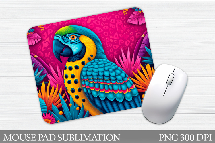 Parrot Mouse Pad Design. Parrot Flower Mouse Pad Sublimation