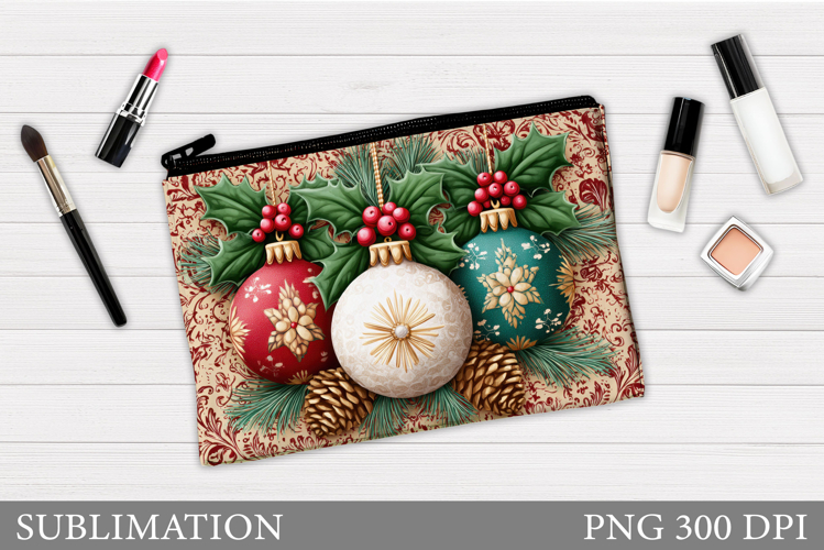 Christmas Cosmetics Bag. Christmas Tree Makeup Bag Design