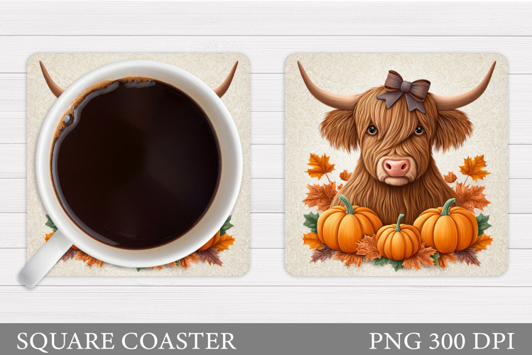 Fall Cow Coaster Design. Fall Coaster Sublimation