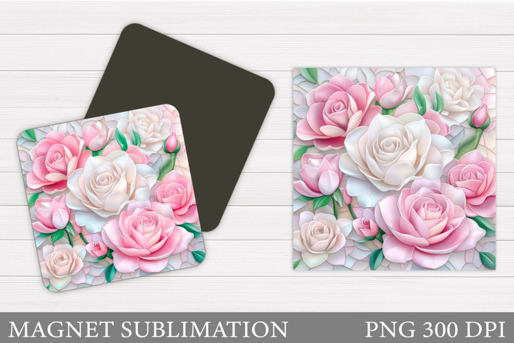Roses Magnet Sublimation. Flowers Magnet Design