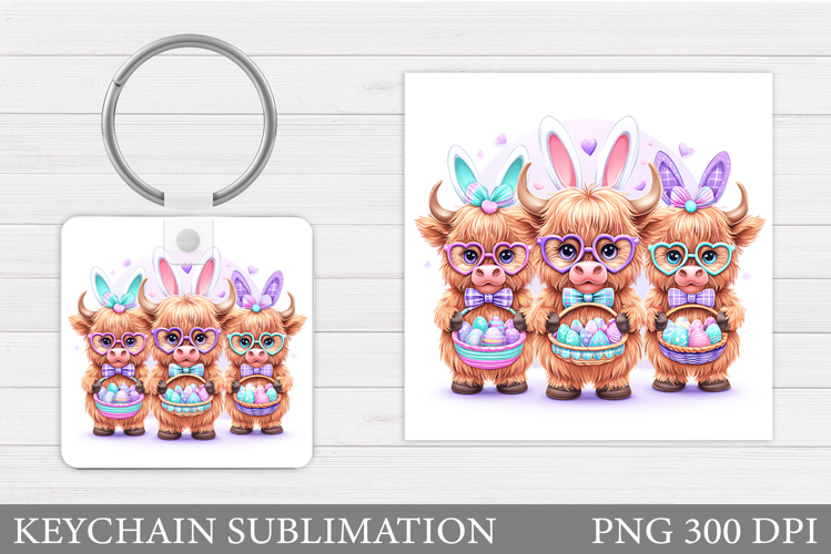 Easter Cow Keychain Design. Easter Keychain Sublimation
