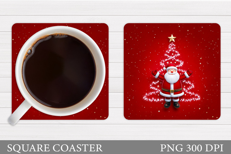 Cute Santa Coaster Sublimation. Santa Claus Coaster Design