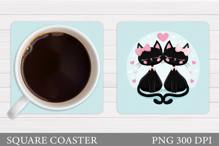 Valentines Cat Coaster. Valentines Coaster Sublimation