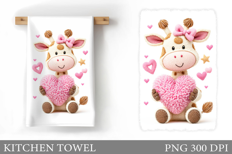 Valentines Giraffe Kitchen Towel. Valentine Kitchen Towel