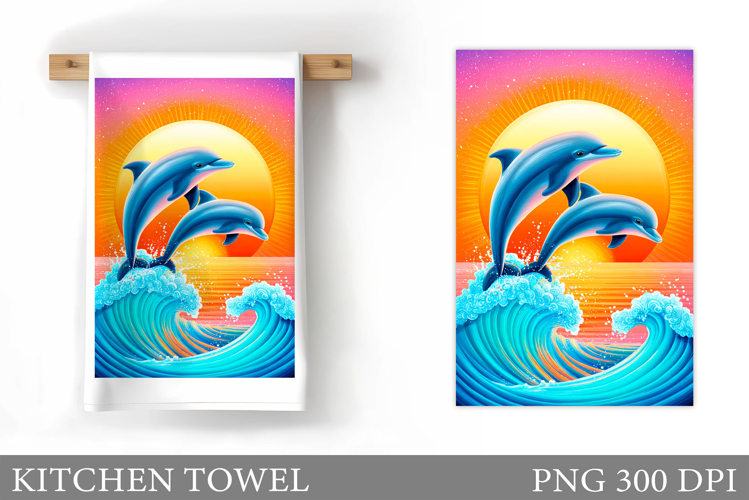 Dolphin Kitchen Towel. Sea Kitchen Towel Design