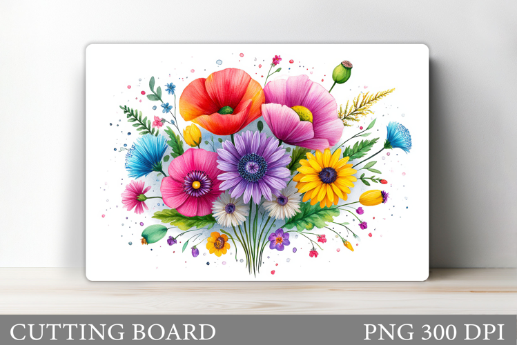 Wildflowers Cutting Board. Flowers Cutting Board Sublimation