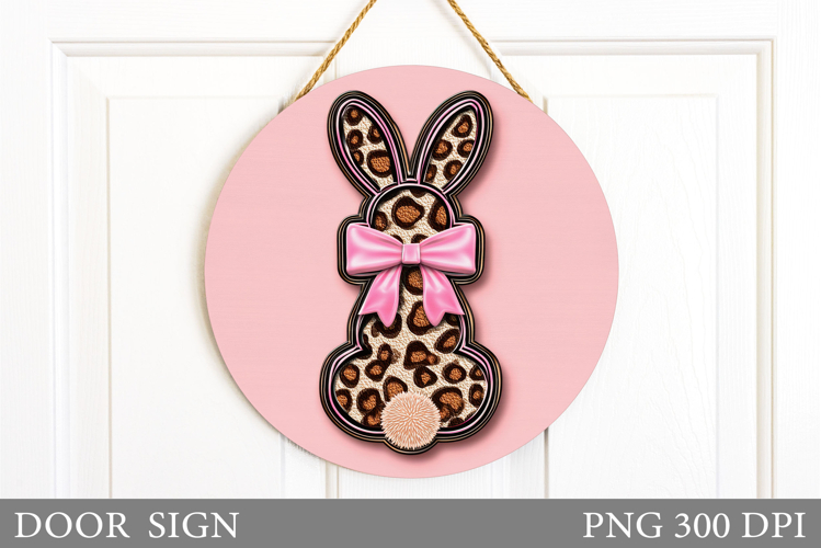 Leopard Bunny Door Sign Design. Leopard Bunny Sublimation