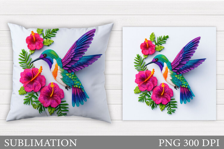 Hummingbird Pillow Sublimation. Hummingbird Sublimation example image 1