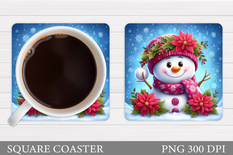 Cute Snowman Coaster. Christmas Coaster Sublimation
