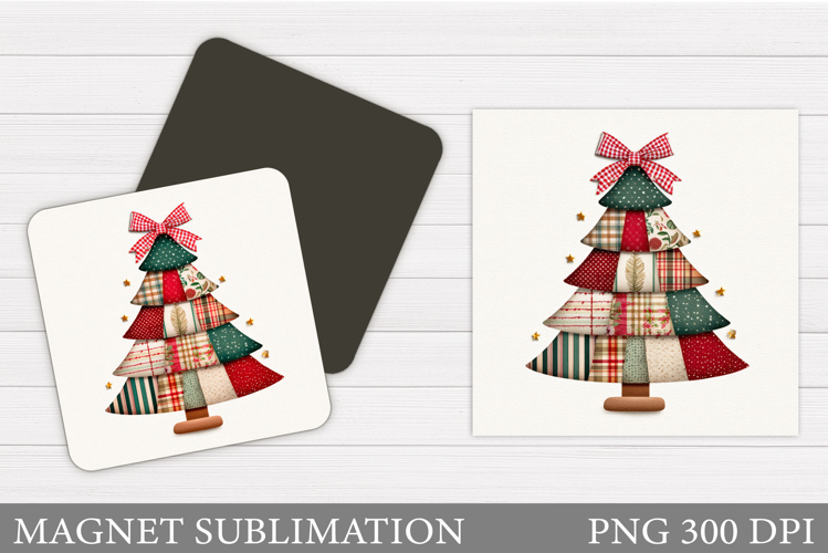 Patchwork Christmas Tree Magnet. Christmas Magnet Design