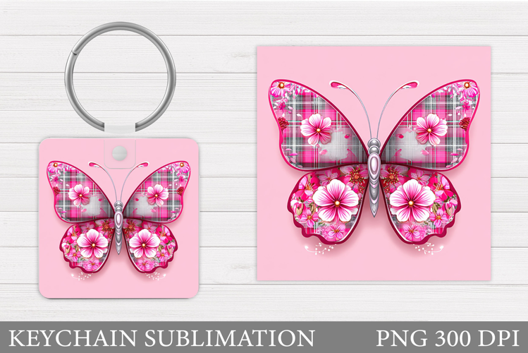 Butterfly Flowers Keychain. Butterfly Keychain Sublimation