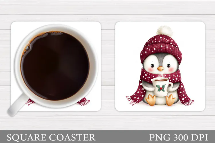 Christmas Penguin Coaster. Christmas Coaster Sublimation