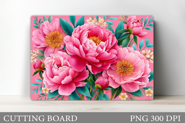 Peony Cutting Board Sublimation. Floral Cutting Board Design