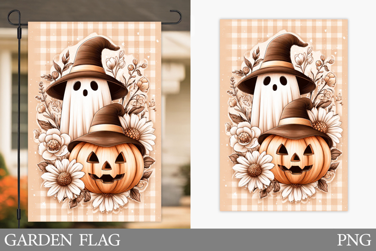 Ghost Garden Flag Sublimation. Halloween Pumpkin Garden Flag