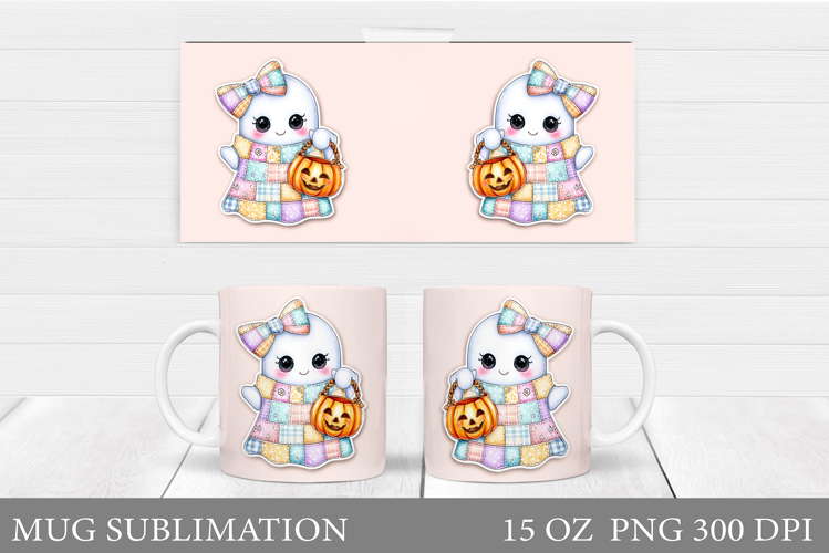 Cute Ghost Mug Design. Cute Halloween Sublimation