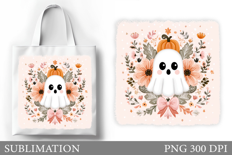 Ghost Tote Bag Sublimation. Halloween Tote Bag Design