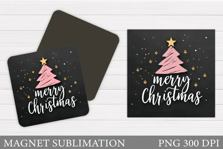 Christmas Tree Magnet Design. Merry Christmas Magnet