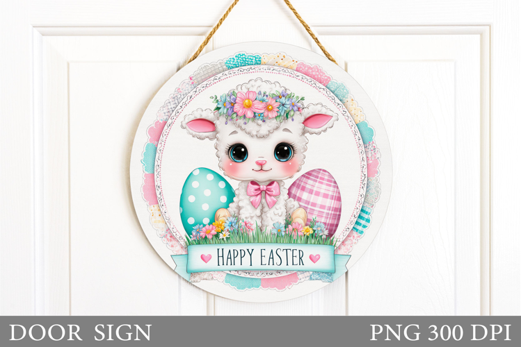 Easter Lamb Door Sign Design. Easter Door Sign Sublimation