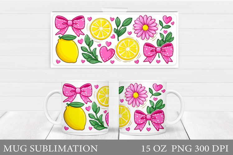Lemons Mug Design. Summer Mug Sublimation