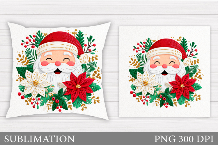 Santa Claus Pillow Design. Christmas Pillow Sublimation