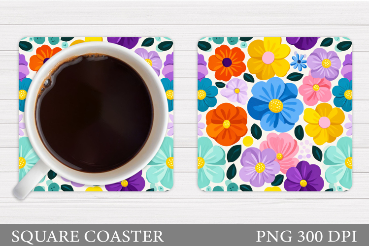 Floral Coaster Design. Flowers Coaster Sublimation