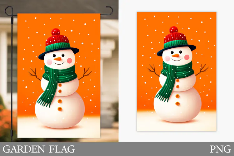Snowman Garden Flag. Christmas Garden Flag Design