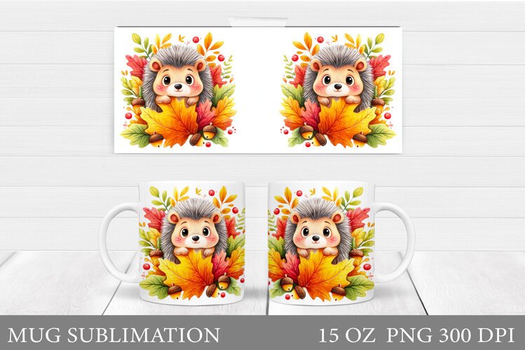 Fall Hedgehog Mug Design. Fall Mug Sublimation example image 1