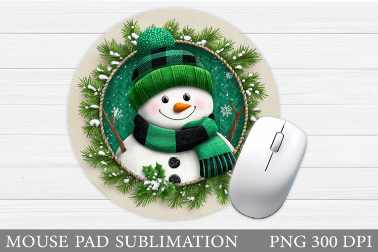 Snowman Mouse Pad Sublimation. Christmas Mouse Pad