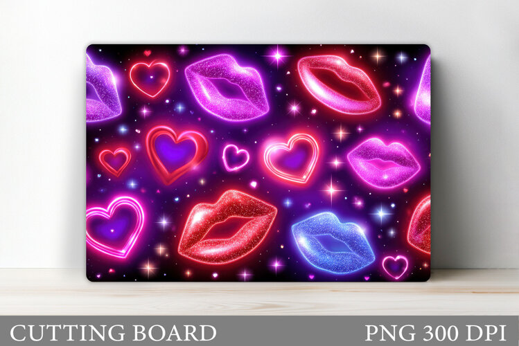 Lips Cutting Board Design. Hearts Kitchen Cutting Board example image 1