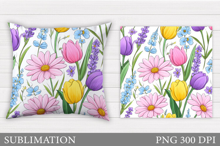 Spring Flowers Pillow Design. Spring Pillow Sublimation example image 1