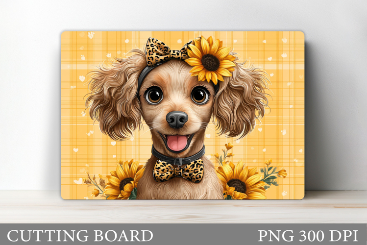 Cute Dog Cutting Board Design. Dog Flowers Cutting Board
