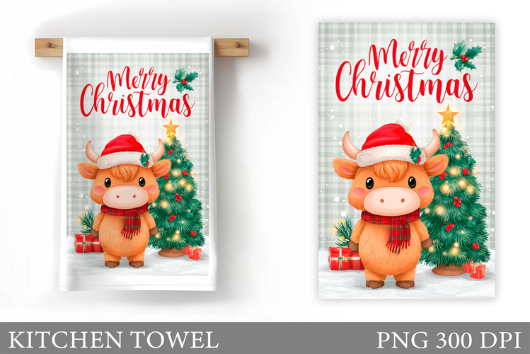 Christmas Cow Kitchen Towel. Christmas Kitchen Towel Design