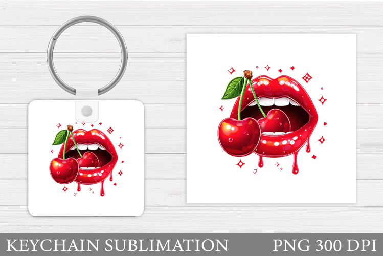 Cherry Keychain Design. Cherries Keychain Sublimation