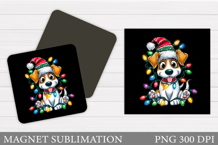 Christmas Dog Magnet Design. Christmas Magnet Sublimation
