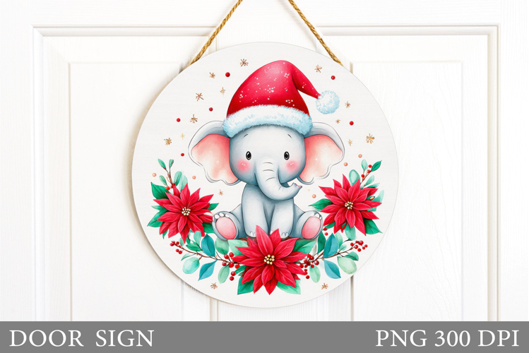 Christmas Elephant Door Sign. Christmas Door Sign Design