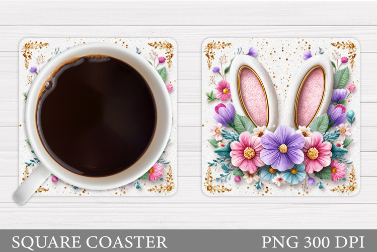 Bunny Ears Coaster Design. Easter Coaster Sublimation