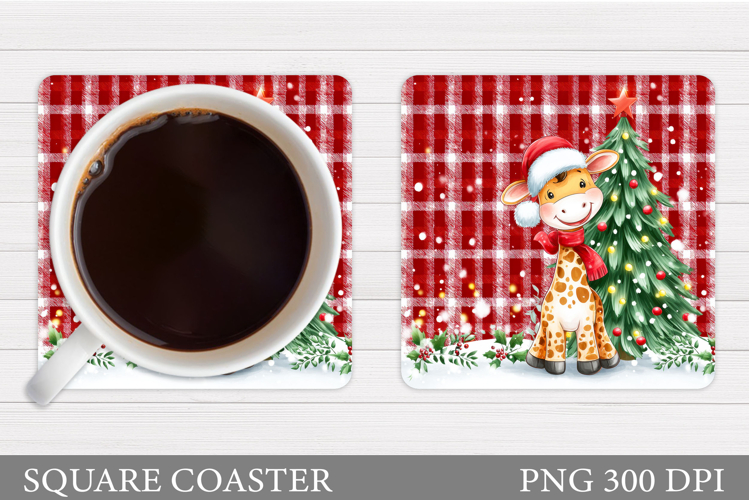 Christmas Giraffe Coaster. Christmas Coaster Sublimation
