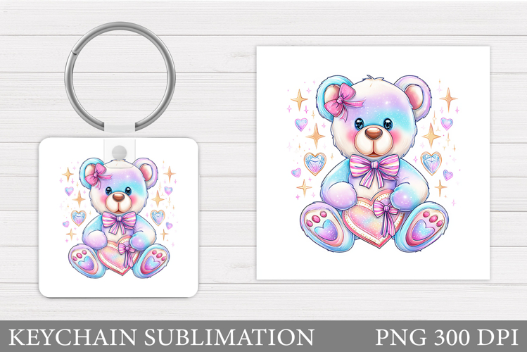 Valentines Bear Keychain. Cute Bear Keychain Design
