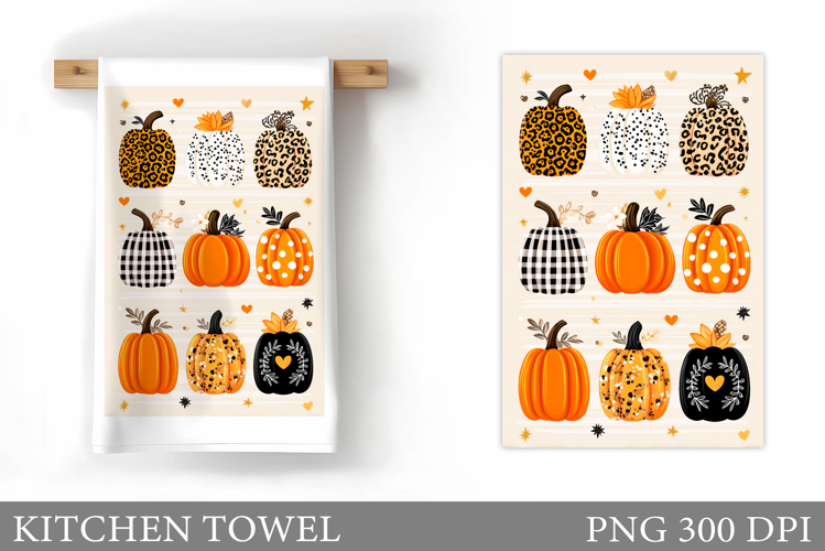 Pumpkin Kitchen Towel. Fall Kitchen Towel Sublimation